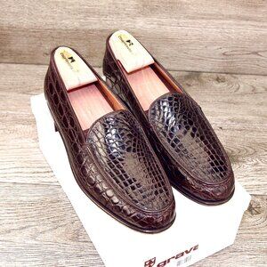 *NEW* $1370 Neiman Marcus GRAVATI Women's 8.5 M Genuine Crocodile *add $15 Trees